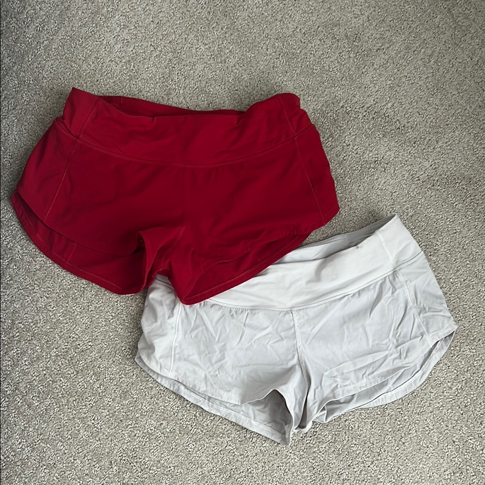 Lululemon Athletica Red and White Athletic Shorts